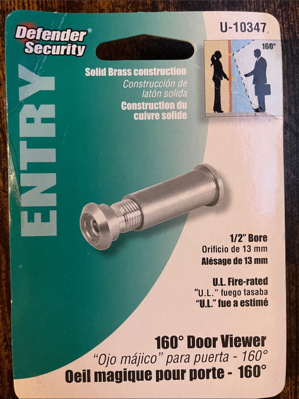Defender Security Silver 160° Door Viewer 1/2” Bore New